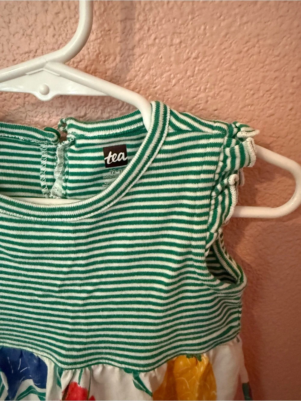 Tea Collection Green Striped Top Floral Skirt Kids Dress